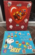 2 VTG 80s Sticker Album Books Puffy Scented CareBear Disney Huggabunch CPK Cute!