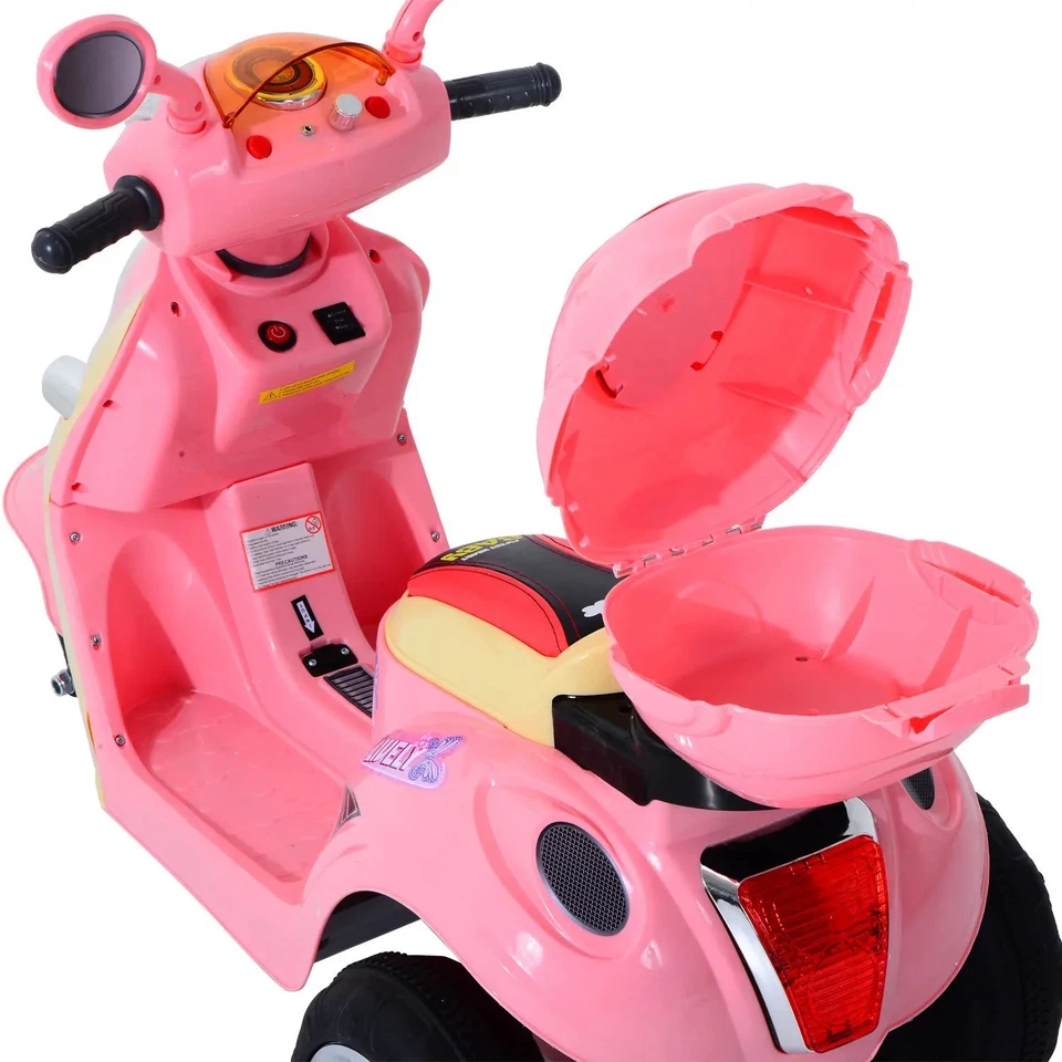 HOMCOM Electric Ride on Toy Car Kids Motorbike Battery Girls Pink 6V Bike - Image 4 of 4