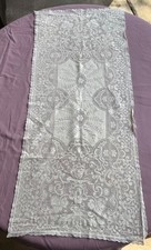 Vintage Filet Lace Table Runner Dresser Scarf White Cottage Core 29