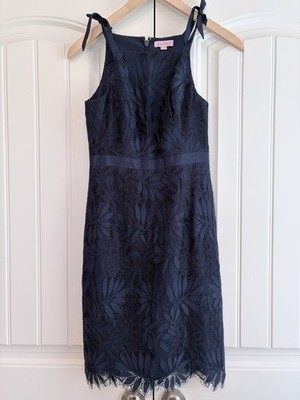 Lilly Pulitzer NWT Kayleigh Navy Blue Shift Gallery Lace Dress Women's Size  00 | eBay