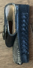 Vintage Leather Basketweave Baton Flashlight Holder Canted Angled 7 1/4" Long — photo 4
