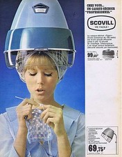 PUBLICITE ADVERTISING 015 1965 SCOVILL casque séchoir