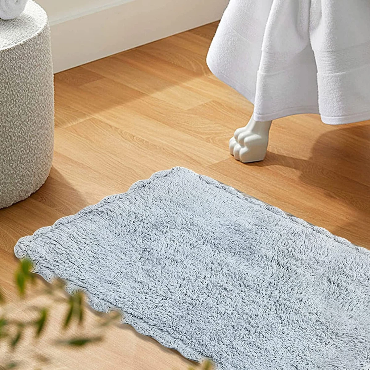 100% Cotton & Quick Dry Bath Rug for Bathroom Floor Mats Grey 60 x 40 CM