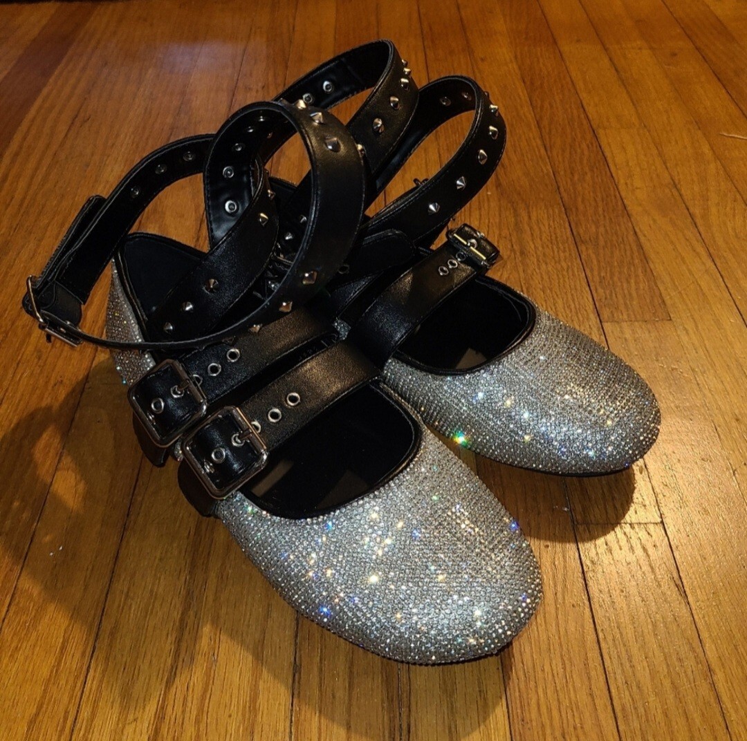 Dolls Kill Sugar Thrillz Silver Rhinestones Studded Bling