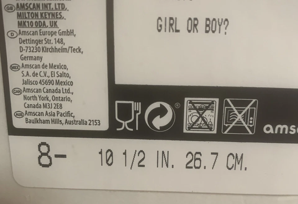 Platos de papel de baby shower/revelación de género Amscan (8) Foto 2 de 2