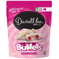 916794 1 X 180G DARRELL LEA WHITE CHOCOLATE RASPBERRY FLAVOURED BULLETS