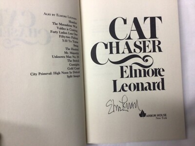 Cat Chaser by Elmore Leonard Signed 1st edition 1st printing HCDJ 1982
