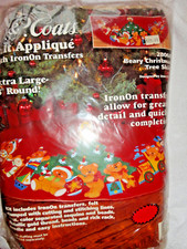 J P Coats Beary Christmas Tree Skirt XL 48" Round Felt Applique Transfers 28068