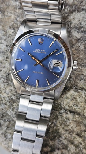 VINTAGE ROLEX OYSTERDATE 6694 BLUE DIAL MEN'S HAND-WINDING WATCH 1979 - Picture 9 of 24
