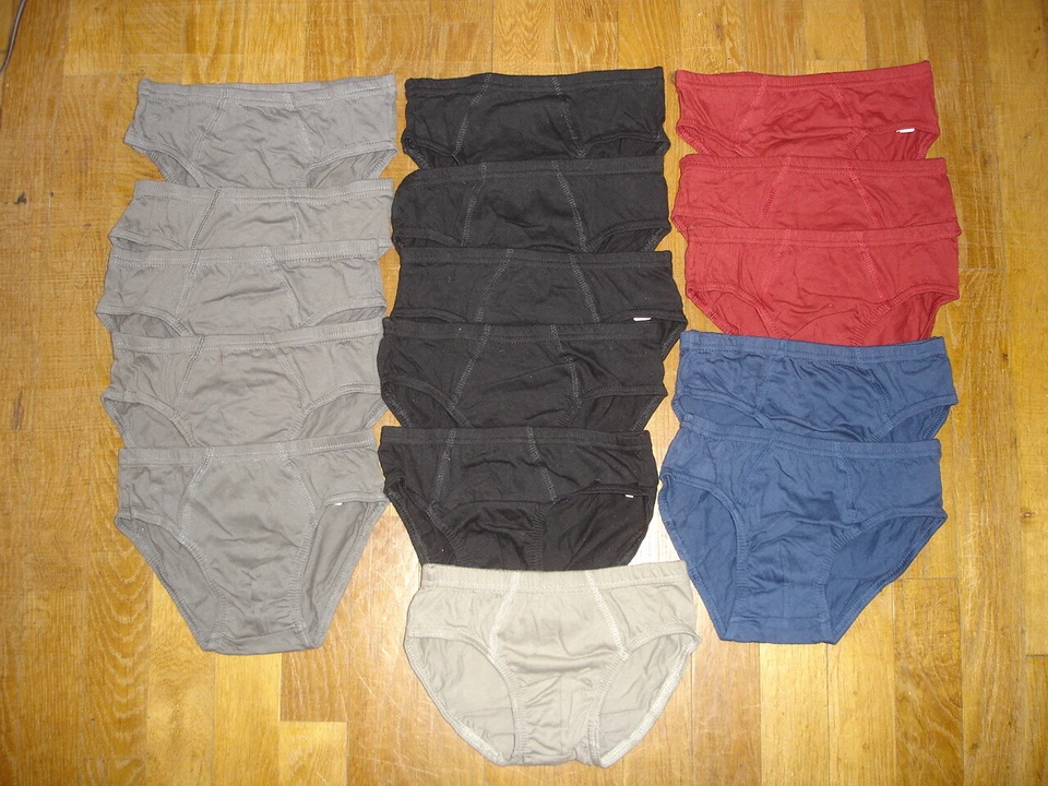 Lot de 16 P Slip garçon 10-12 ANS 100% coton 5 Noir + 5 Gris +3 rouge + 2 bleu - Photo 1/4