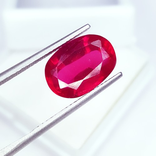 Anello Certificato Trasparente Pietra Gemma Libera 6,87 Ct Rosso Naturale Uso Gemma Rubino - Foto 2 di 8