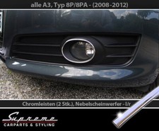 für AUDI A3 8P 8PA 2008-12 - 3M Chrom Zierleisten 2x Umrandung Nebelscheinwerfer
