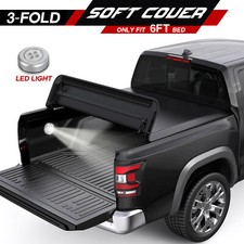 6ft 3-fold Truck Bed Tonneau Cover Soft Upper For 2005-2026 Nissan Frontier