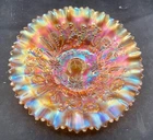 VINTAGE CARNIVAL NORTHWOOD MARIGOLD GOOD LUCK PCE BOWL  “YELLOW IRIDESCENCE”