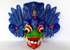 Perfect Gift Home Decor Handmade Sri Lankan Peacock Wooden Wall Art Mask New