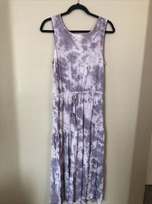 Knox Rose Womens Purple Tie Dye Tiered Maxi Dress Size Small Sleeveless Boho 