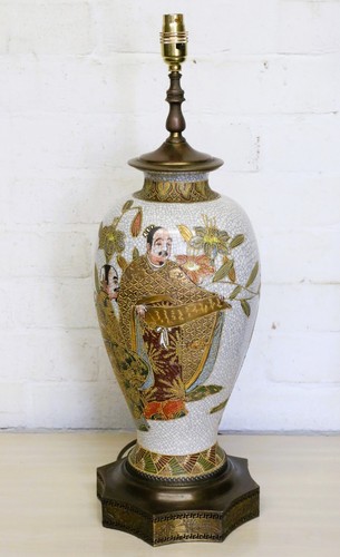 Table Lamp An Outstanding Large Satsuma Oriental Japanese Ceramics Early 20th C