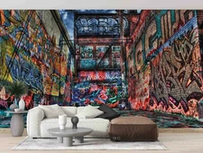 3D Graffiti Building Self-adhesive Removeable Wallpaper Wall Mural Sticker 92