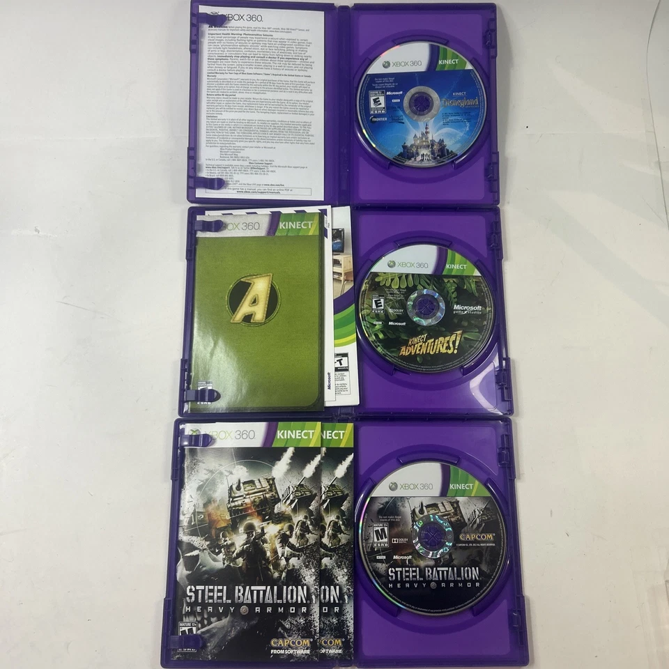 XBOX 360 Kinect 3 Game Lot - Kinect Adventures, Disneyland, Steel Battalion CIB - Image 2 of 4