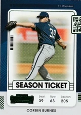 2021 Panini Contenders Season Ticket Corbin Burnes #2 Green