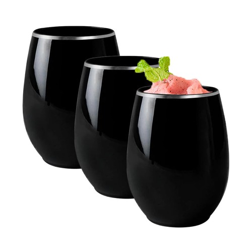 Elegant Stemless Disposable Plastic Wine Glasses Wedding Party Cups 64pcs - Picture 27 of 37