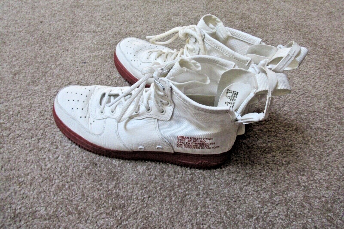 NIKE SF Air Force 1 AF 1 Mid Goddess of Victory White Maroon Leather shoes 8 1/2 Nike Air Force 1 Goddess of Victory for Sale | Authenticity  main image 3