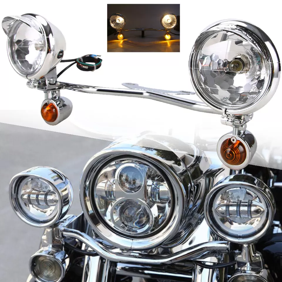 Passing Driving Fog Spot Light w/ Turn Signal Lamp Bar Set For Honda Motorcycle - Image 2 of 4