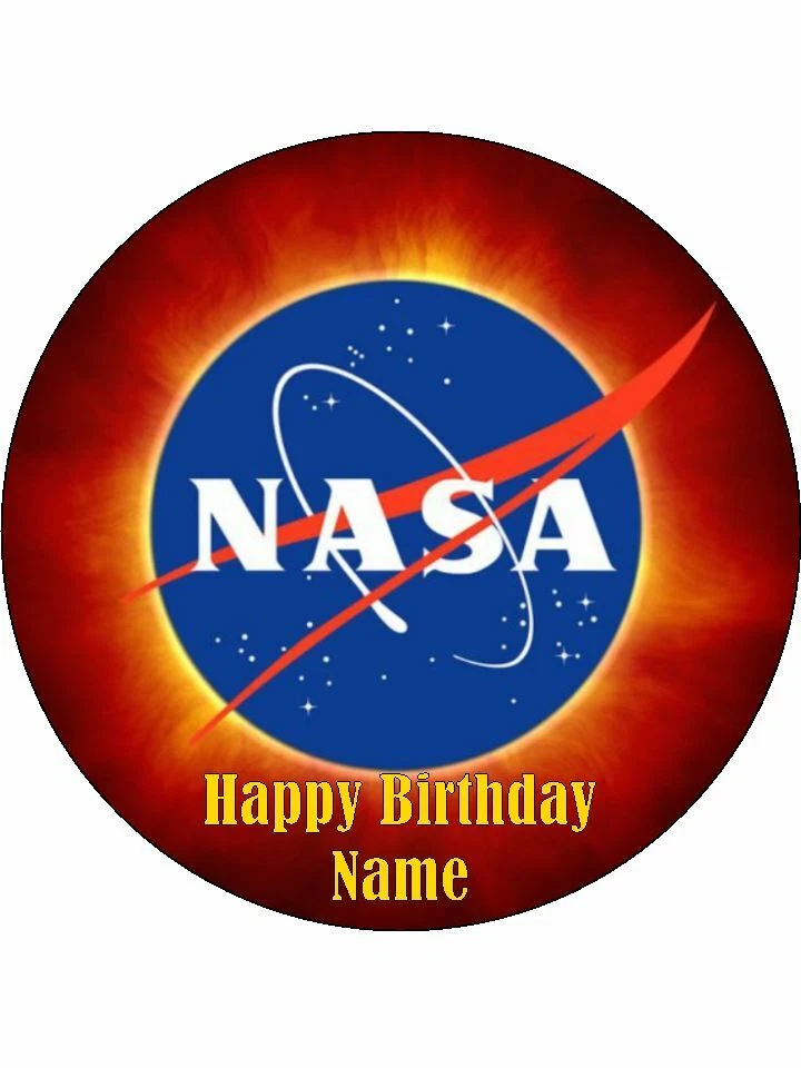 NASA SPACE LOGO Cake Toppers Personalised 19cm Edible Icing Birthday Decoration