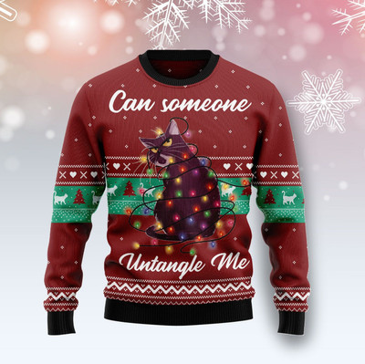Can Someone Untangle Me Cat Ugly Christmas Sweater, Perfect Holiday Gift