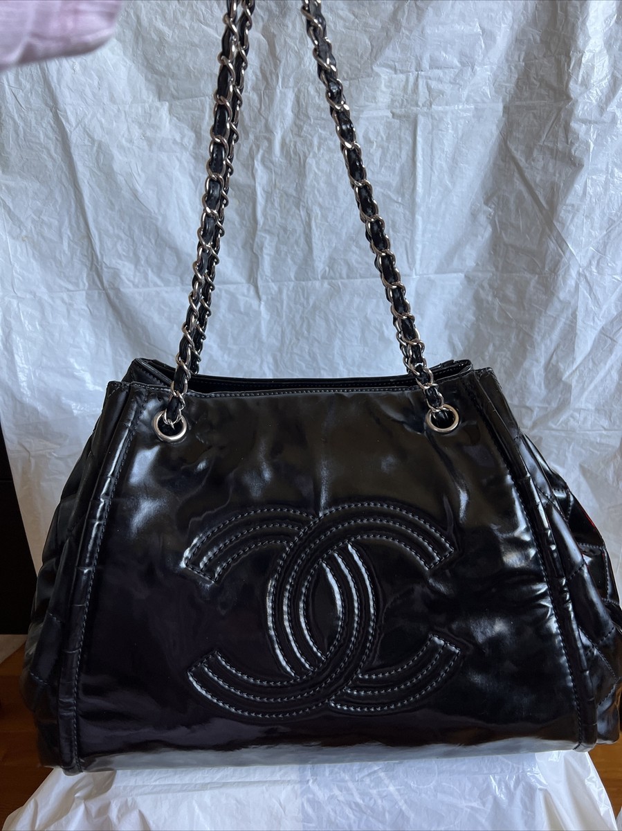 Authentic Chanel Coco Cabas Black Patent leather tote Bag | eBay