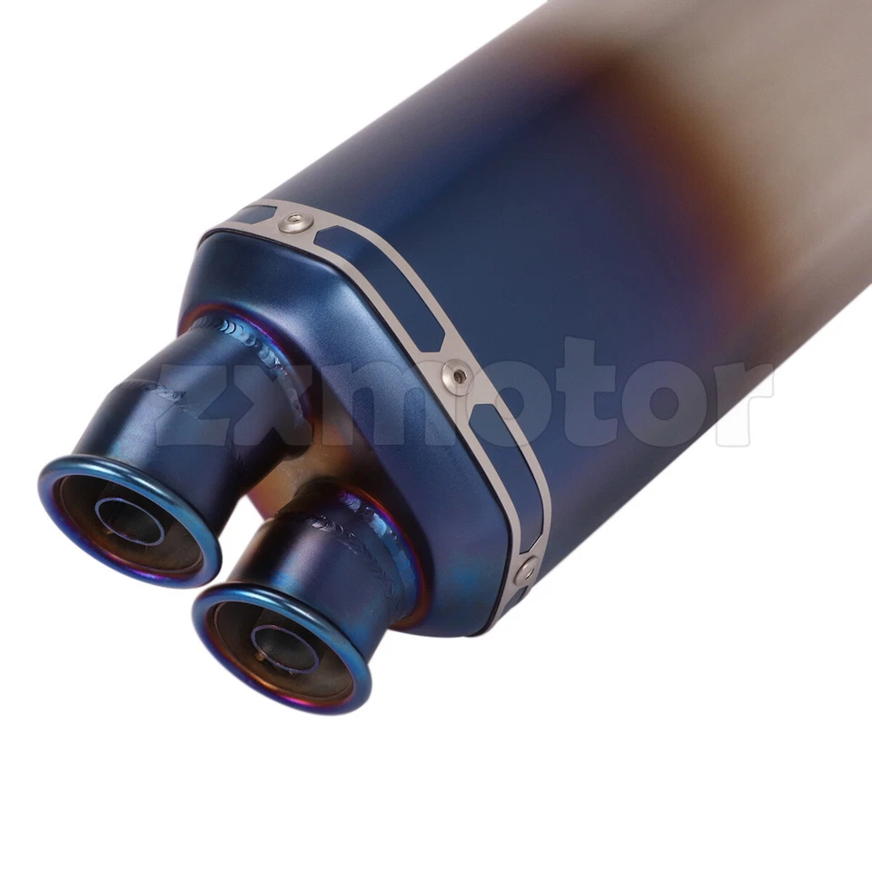 Motorcycles Exhaust Muffler Tail Pipe 430mm 17" Half Blue Dual Outlet DB Killer - Image 4 of 4