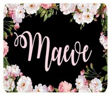 Personalized Black Pink Floral Mouse Pad Neoprene Custom Monogrammed Mousepad
