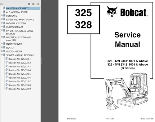 BOBCAT 325 328 Service , Operator's & Parts Manual CD - Zdjęcie 2 z 12