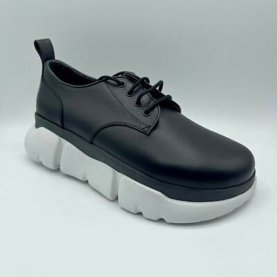 $650 New MCM Men's Black Leather Platform Sneaker MEX9ARA72BK