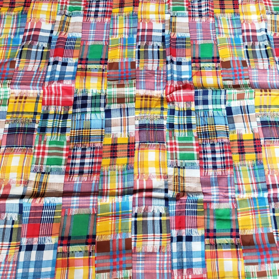 Vintage Colorful Faux Patchwork Print Cotton Fabric 2y X 43" - Image 2 of 4