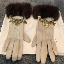Vintage Coach Leather Women s Gloves Mink Fur Size 6 1/2 Designer