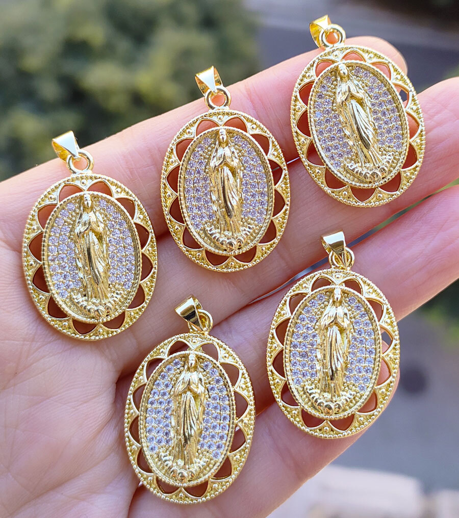 10pcs Metal Crystal Holy Mother Pendants Magic Reiki Healing Amulet Fashion