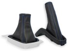 <!--F#f_0-->FOR HOLDEN ASTRA 4 TS 98-05 GEAR BOOT + HANDBRAKE GAITER LEATHER STITCH BLUE<!--F/-->