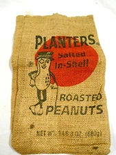 Planters Peanut Burlap Bag/Sack  14 x 8