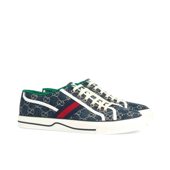 Gucci Tennis 1977 Denim Low Top Casual Sneakers Men's Blue 606111