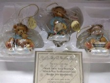 2001 Set of 3 Bradford Edition Cherished Teddies Angel Ornaments
