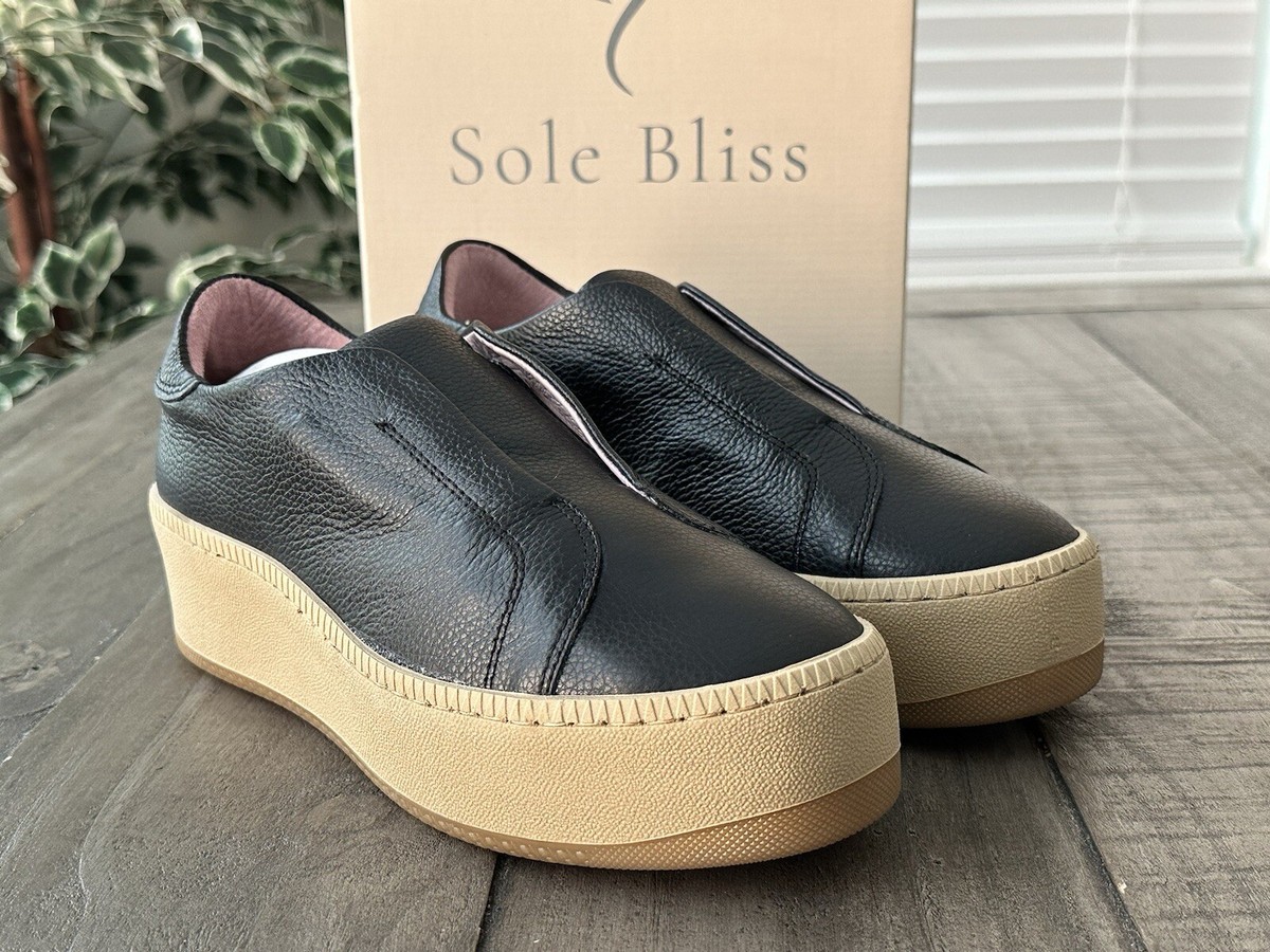 Sole Bliss Drama Black Leather Chunky Platform Sneakers Women’s US (EU 38)