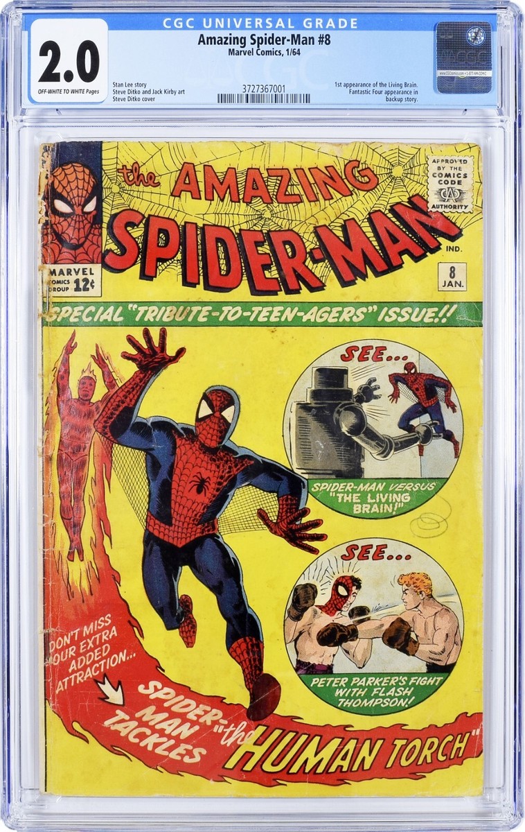 THE AMAZING SPIDER-MAN #8 CGC 2.0 Marvel 1st Appearance of
