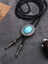 Rodeo Bolo Tie Western Cowboy Black Leather Necktie New Free Ship A4383