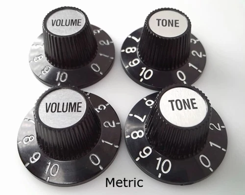 True Custom Shop® 6mm Black Top Hat Tone/Volume knobs for Gibson Epiphone & LP