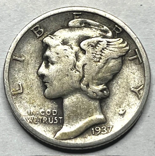 1937 D Mercury Dime (VF) Very Fine 90% Silver Coin - Collectible