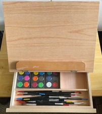 Artist's tabletop Easel  Storage for Watercolor  Painting Supplies Included 