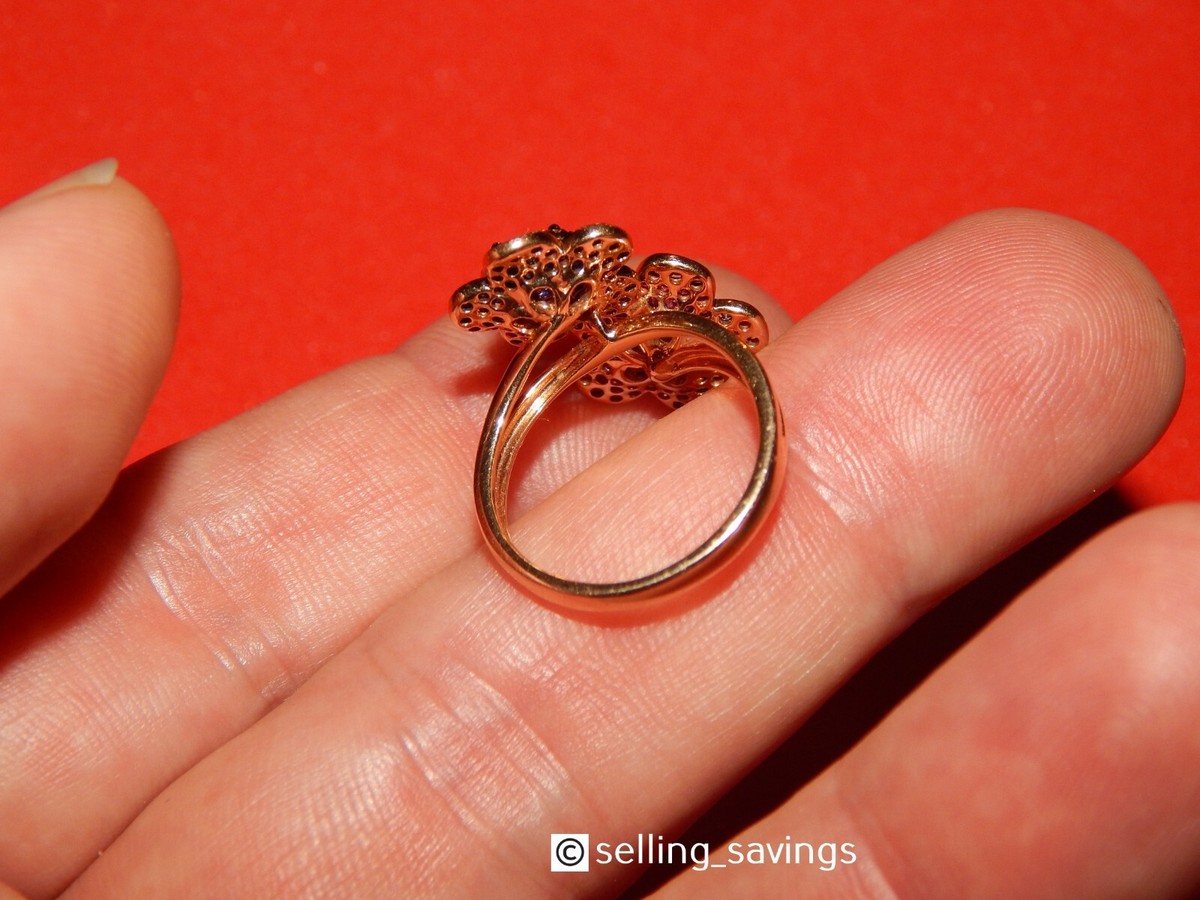 18Kゴールド デザインリング✴︎used ✴︎ 18 kt Yellow & White Gold Openwork Diamond Floral Ring Sz 7+