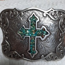 Nocona  Adult Embossed Painted Cross Brown Leather Belt N3411702.