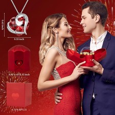 Preserved Real Red Rose with Necklace Forever Flowers Rose